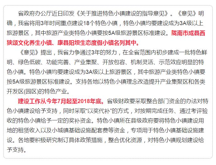 甘肅計(jì)劃3年建18個(gè)特色小鎮(zhèn)，看看隴南有幾個(gè)~