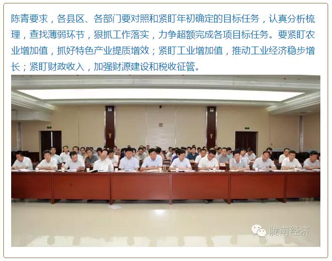 陳青在市政府全體會議上強調(diào)：緊盯一個目標(biāo)抓好九大任務(wù)落實強化三項保障，確保全市經(jīng)濟社會持續(xù)快速發(fā)展