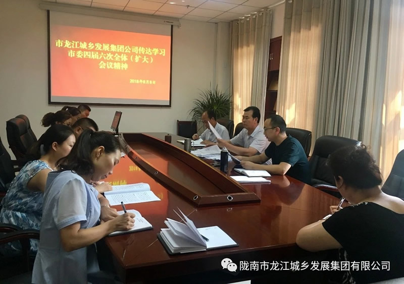 市龍江城鄉(xiāng)發(fā)展集團公司傳達學(xué)習市委四屆六次全體（擴大）會議精神